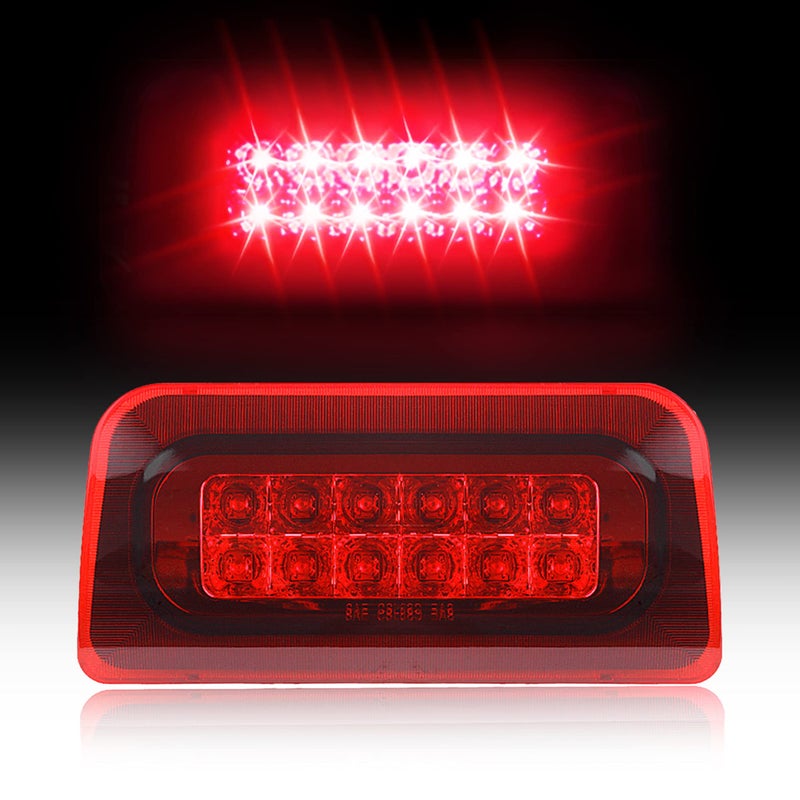 BASIKER Third Brake Light fit for 1994-2004 Chevy s10 S-10 GMC Sonoma Regular Cab or Crew Cab 3rd Tail Lights Red Housing Red light - Image 1